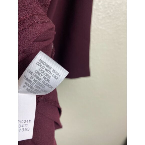 J. Jill Womens Maroon Pleated Hem Long Sleeve Top Women size Large Office Career - Picture 8 of 13